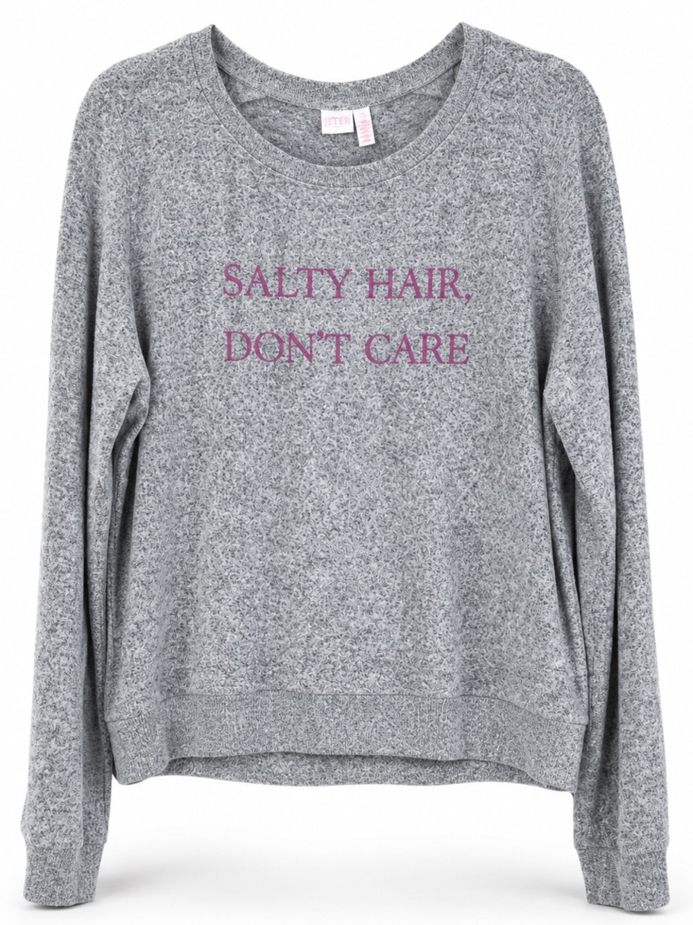 Make+Model Salty Hair Don’t Care Sweater Long Sleeve Pullover‎ Crewneck Gray L